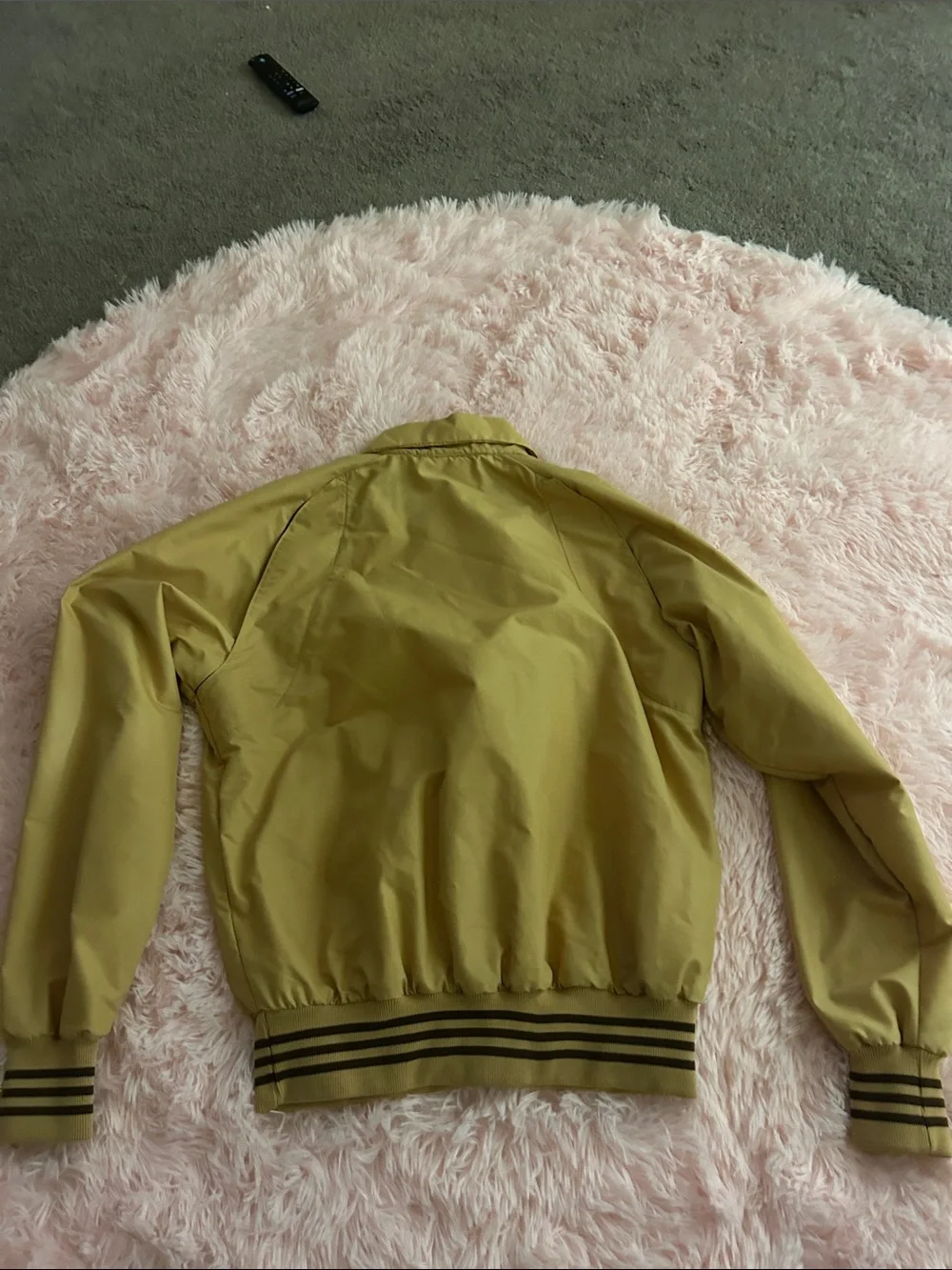 American West Yellow Pullover Bomber Jacket with Striped Ribbing - Picture 5 of 5